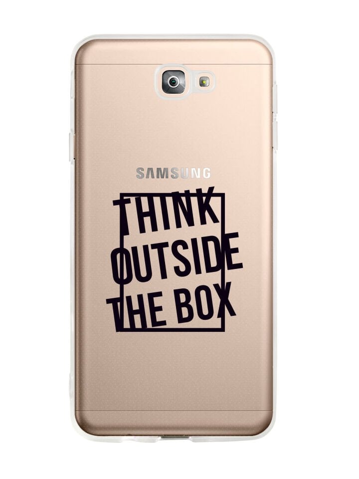 Samsung J7 Prime Think Outside The Box Desenli Premium Şeffaf Silikon Kılıf