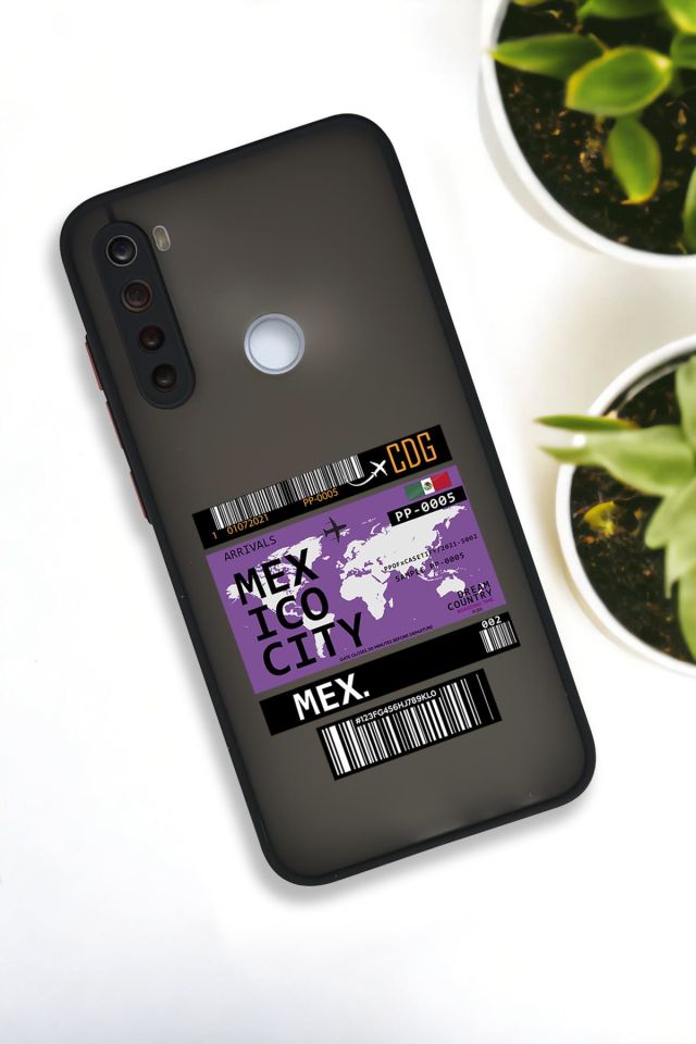 Xiaomi Redmi Note 8 Uyumlu Mexico Ticket Desenli Buzlu Şeffaf Lüx Telefon Kılıfı