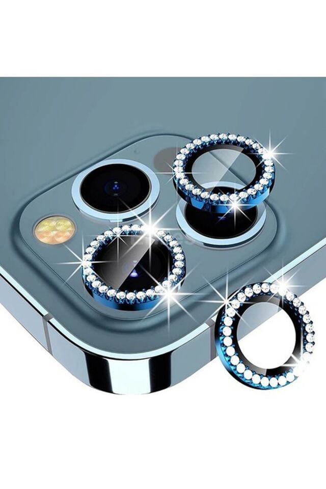 iPhone 12 Pro Max Uyumlu Swarovski Taşlı Kamera Lensi Koruma Camı