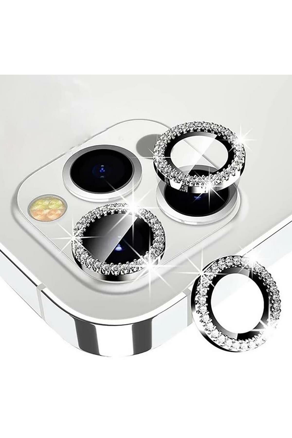 iPhone 12 Pro Max Uyumlu Swarovski Taşlı Kamera Lensi Koruma Camı