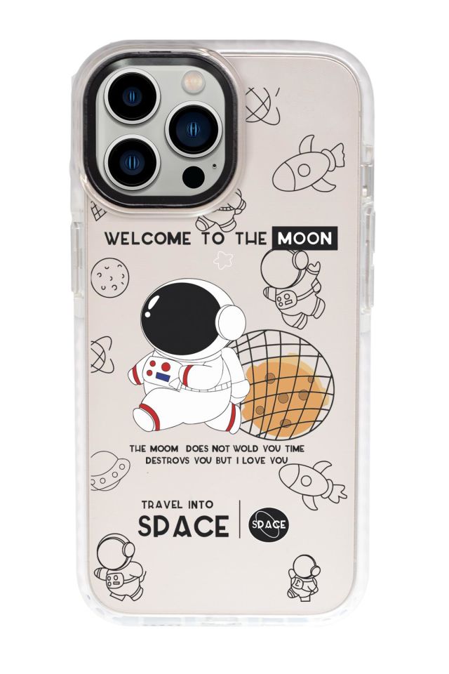 iPhone 15 Pro Max Uyumlu Sevimli Astronot Desenli Candy Bumper Darbe Emci Silikonlu Telefon Kılıfı