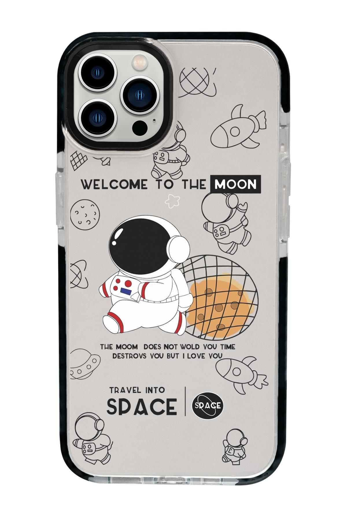 iPhone 15 Pro Max Uyumlu Sevimli Astronot Desenli Candy Bumper Darbe Emci Silikonlu Telefon Kılıfı