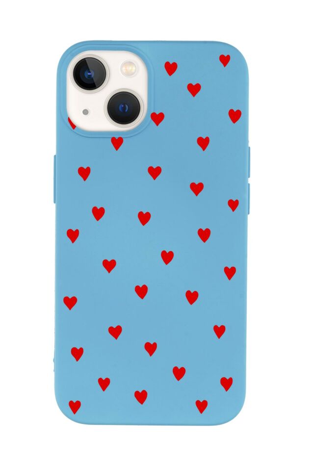 iPhone 14 Uyumlu Sevimli Kalpler Desenli Premium Silikonlu Telefon Kılıfı