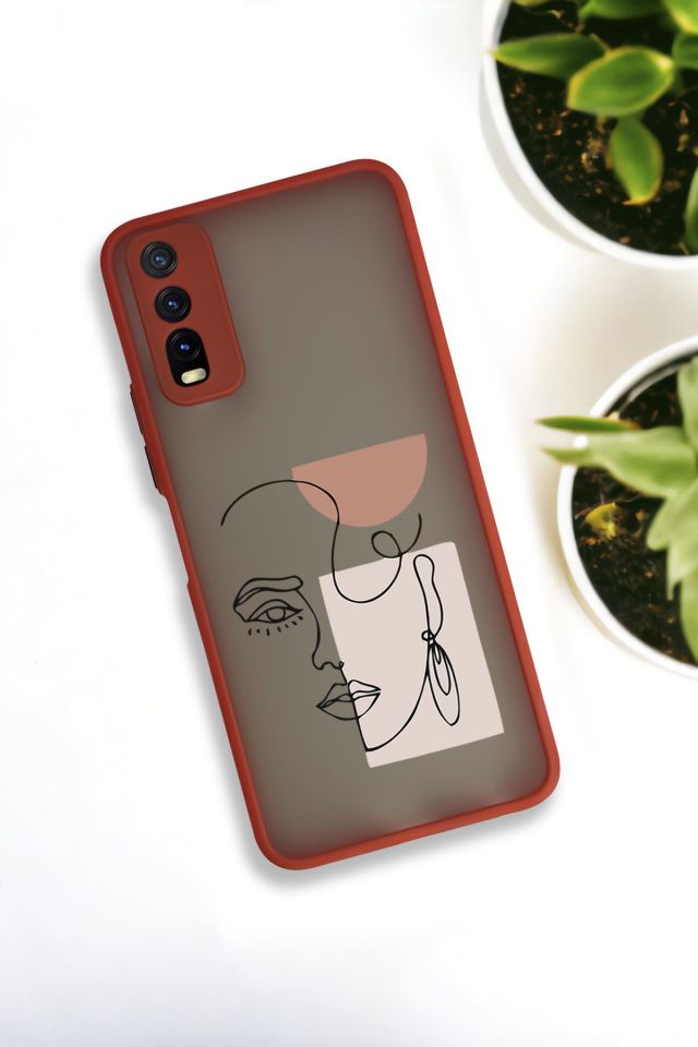 Vivo Y20 Uyumlu Women Art Desenli Buzlu Şeffaf Lüx Telefon Kılıfı