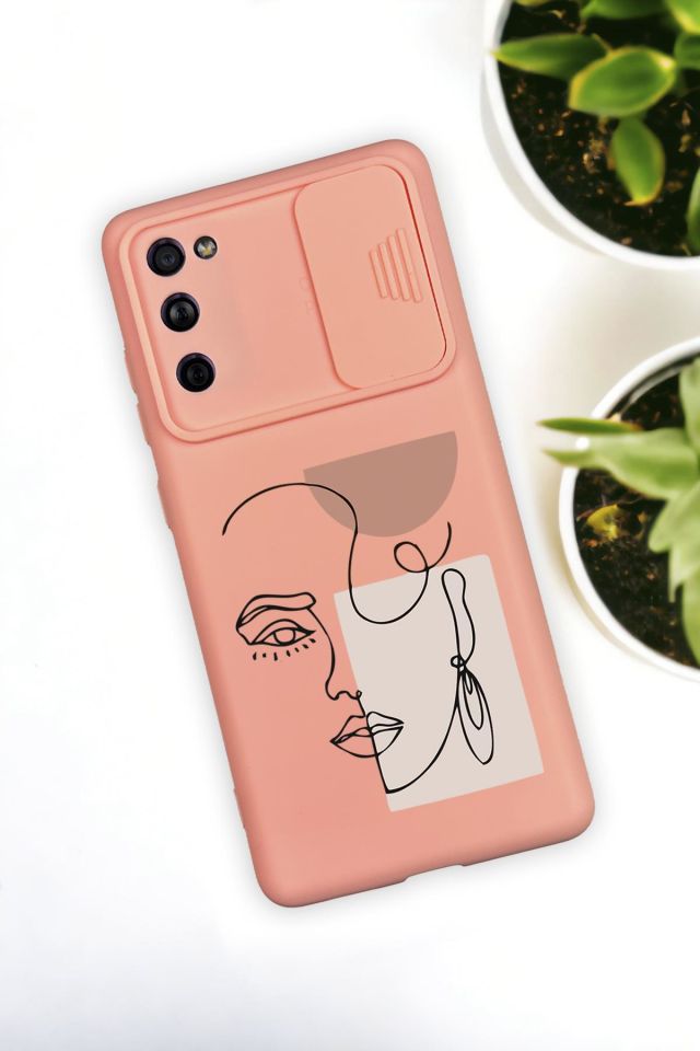 Samsung S21 Uyumlu Women Art Desenli Kamera Koruma Slider Kapaklı Silikonlu Telefon Kılıfı