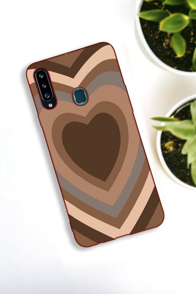 Samsung A20S Uyumlu Kahverengi Kalpler Desenli Premium Silikonlu Lansman Telefon Kılıfı