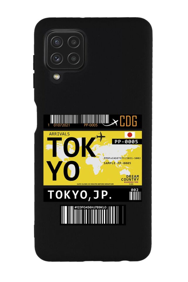 Galaxy M22 Uyumlu Tokyo Ticket Desenli Premium Silikonlu Lansman Telefon Kılıfı