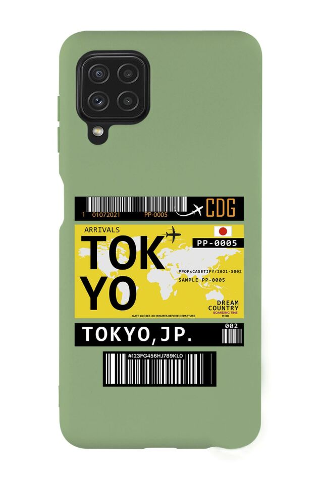 Galaxy M22 Uyumlu Tokyo Ticket Desenli Premium Silikonlu Lansman Telefon Kılıfı