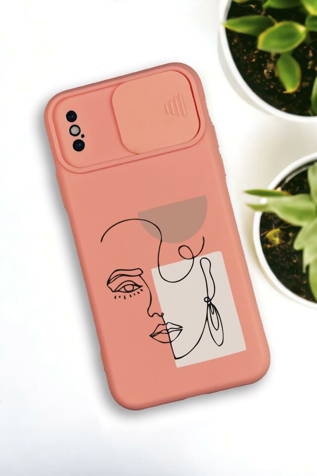 iPhone Xs Max Uyumlu Women Art Desenli Kamera Koruma Slider Kapaklı Silikonlu Telefon Kılıfı