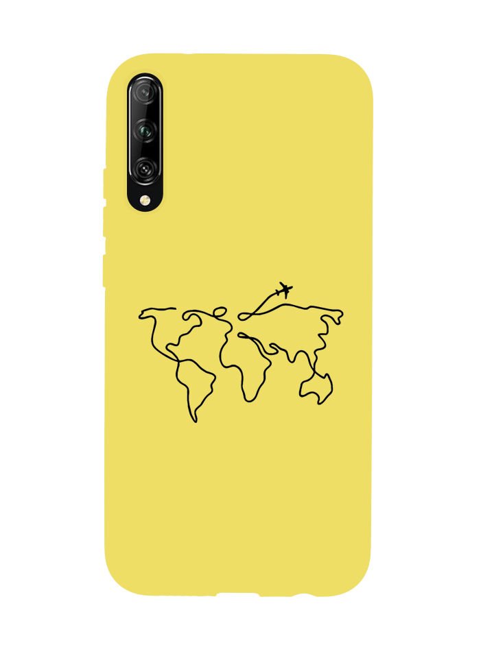 Huawei Psmart Pro Dünya Harita Rota Desenli Premium Silikonlu Telefon Kılıfı