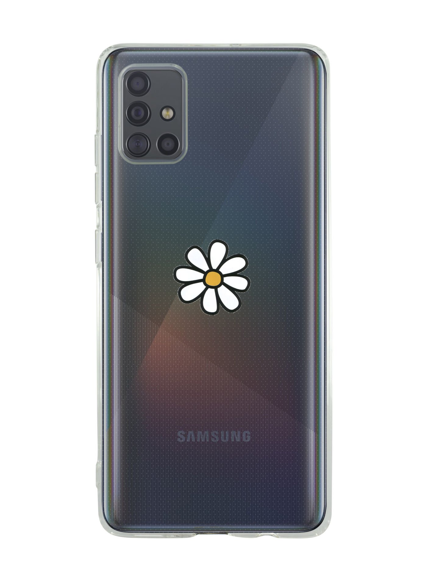 Samsung A71 Papatya Desenli Premium Şeffaf Silikon Kılıf