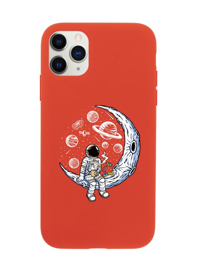 iPhone 11 Pro Max Keyifli Astronot Premium Lansman Silikonlu Kılıf