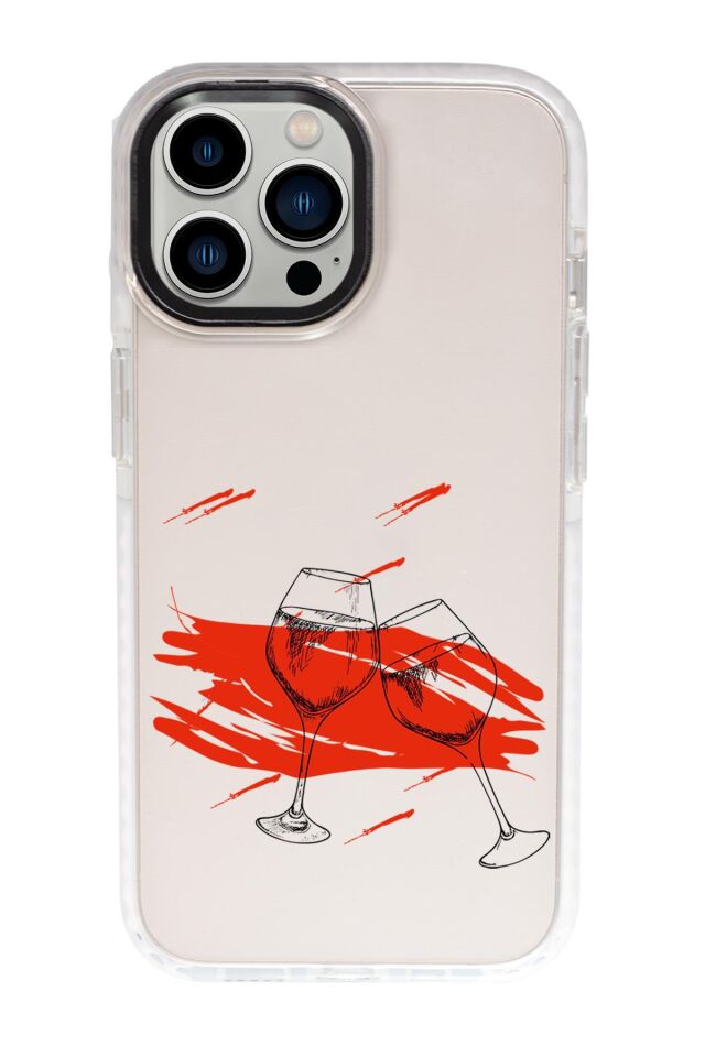 iPhone 15 Pro Max Uyumlu Spilled Wine Desenli Candy Bumper Darbe Emci Silikonlu Telefon Kılıfı