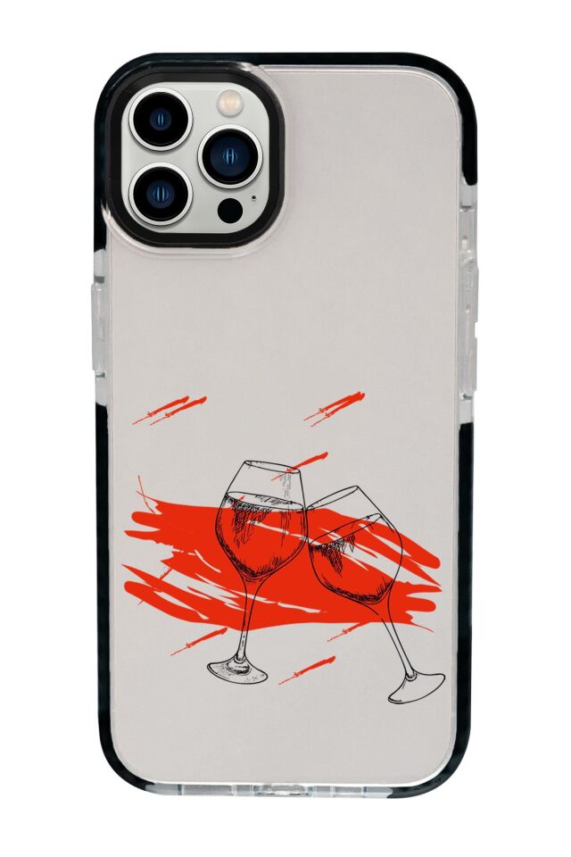 iPhone 15 Pro Max Uyumlu Spilled Wine Desenli Candy Bumper Darbe Emci Silikonlu Telefon Kılıfı