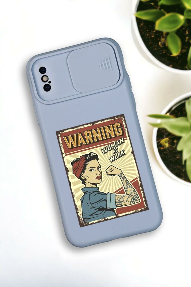 iPhone Xs Max Uyumlu Women At Work Desenli Kamera Koruma Slider Kapaklı Silikonlu Telefon Kılıfı