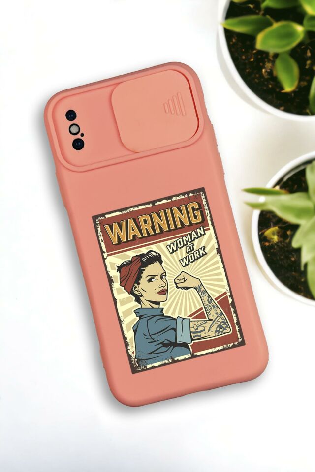 iPhone Xs Max Uyumlu Women At Work Desenli Kamera Koruma Slider Kapaklı Silikonlu Telefon Kılıfı