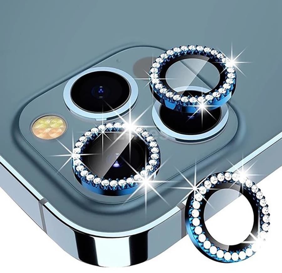 iPhone 15 Pro Max Uyumlu Swarovski Taşlı Görünümlü Kamera Lensi Koruma Camı
