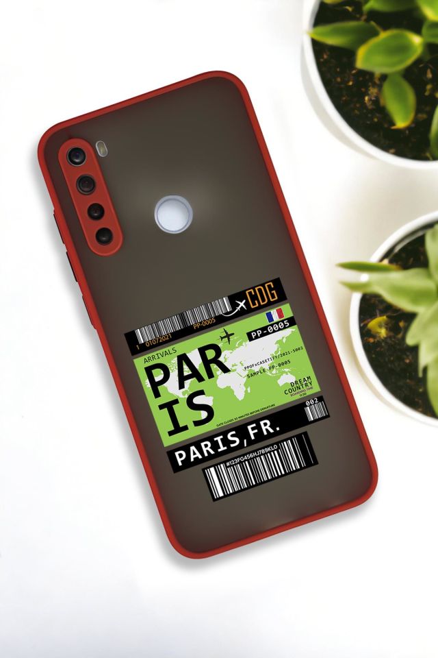 Xiaomi Redmi Note 8 Uyumlu Paris Ticket Desenli Buzlu Şeffaf Lüx Telefon Kılıfı