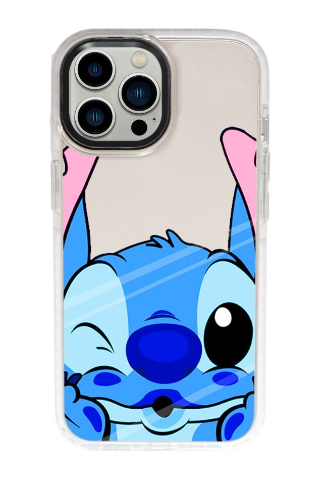 iPhone 15 Pro Max Uyumlu Stitch Desenli Candy Bumper Darbe Emci Silikonlu Telefon Kılıfı