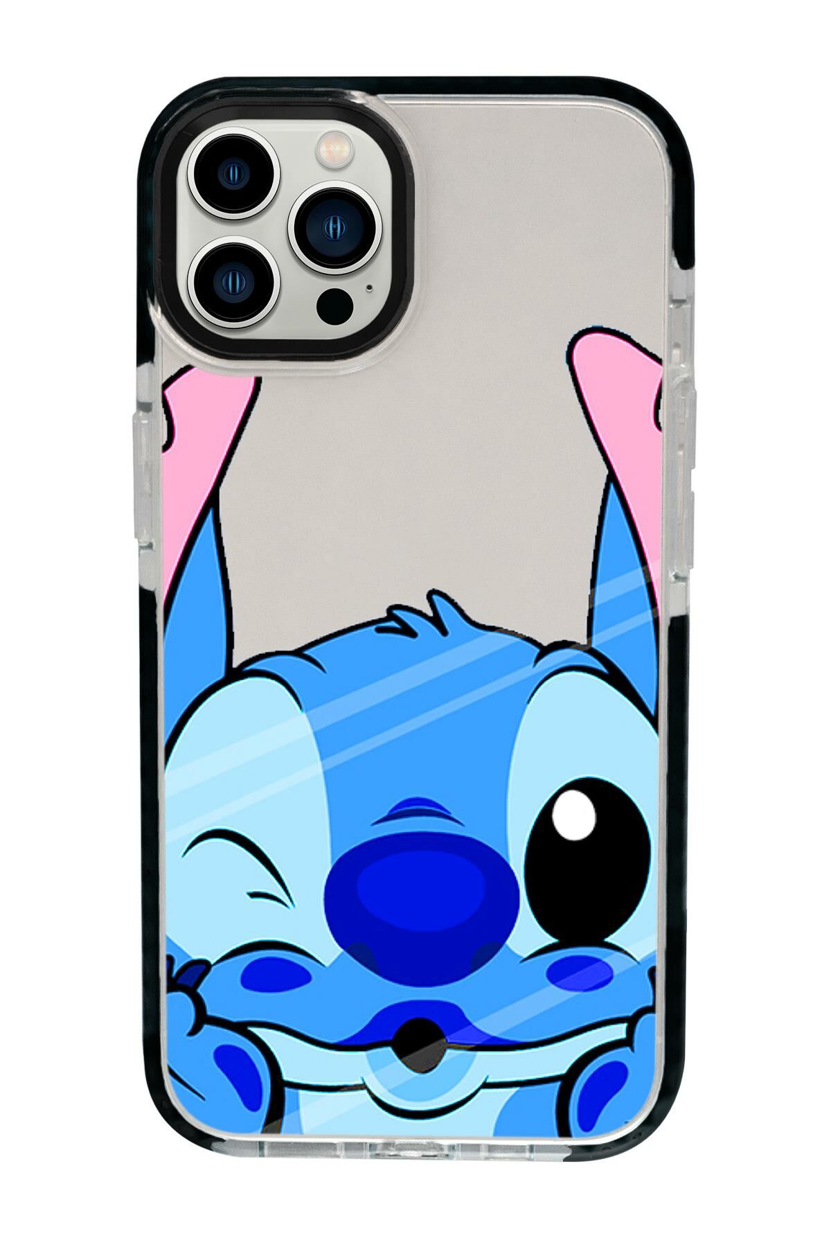 iPhone 15 Pro Max Uyumlu Stitch Desenli Candy Bumper Darbe Emci Silikonlu Telefon Kılıfı