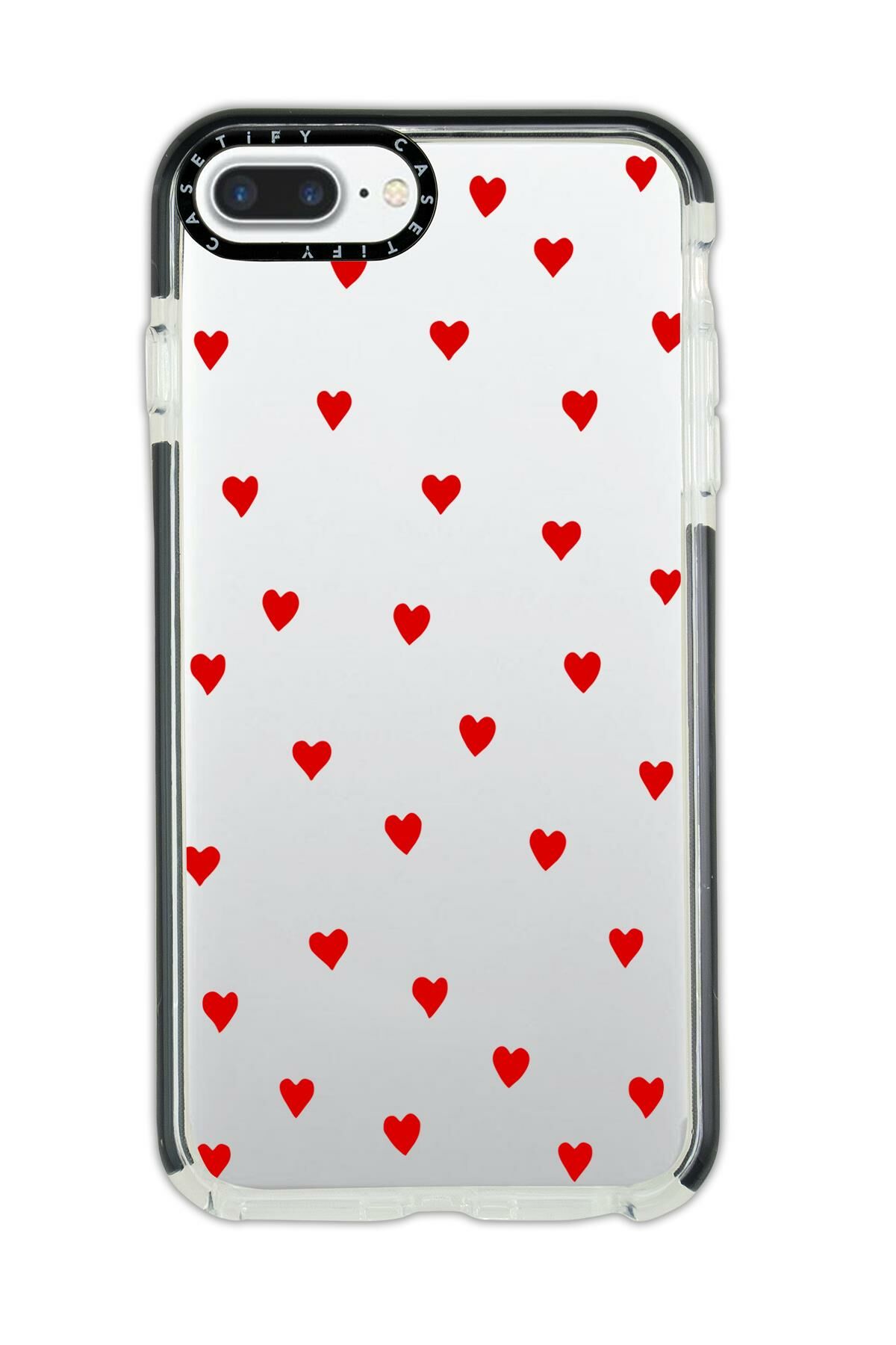 iPhone 6 Plus Casetify Uyumlu Sevimli Kalpler Desenli Anti Shock Premium Silikonlu Siyah Kenar Detaylı Telefon Kılıfı