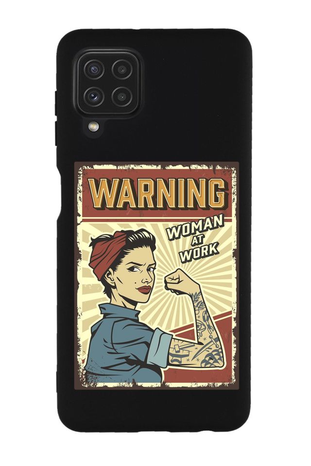 Galaxy M22 Uyumlu Women At Work Desenli Premium Silikonlu Lansman Telefon Kılıfı