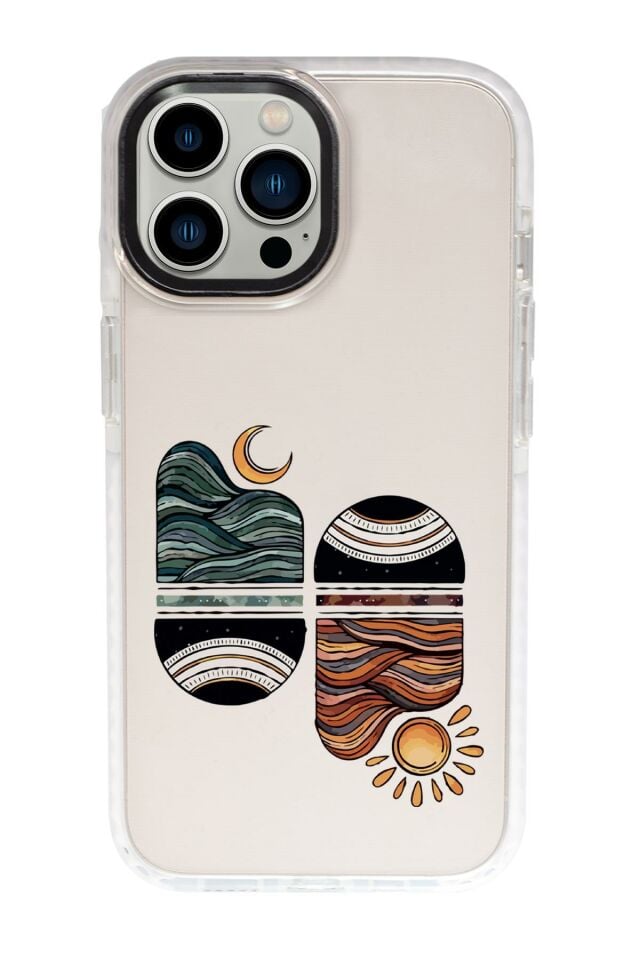 iPhone 15 Pro Uyumlu Sunset Wawe Desenli Candy Bumper Darbe Emci Silikonlu Telefon Kılıfı