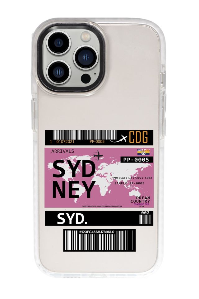 iPhone 15 Pro Max Uyumlu Sydney Ticket Desenli Candy Bumper Darbe Emci Silikonlu Telefon Kılıfı
