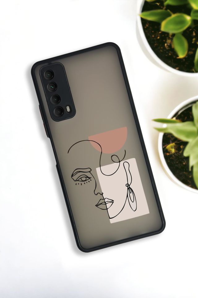 Huawei P Smart 2021 Uyumlu Women Art Desenli Buzlu Şeffaf Lüx Telefon Kılıfı