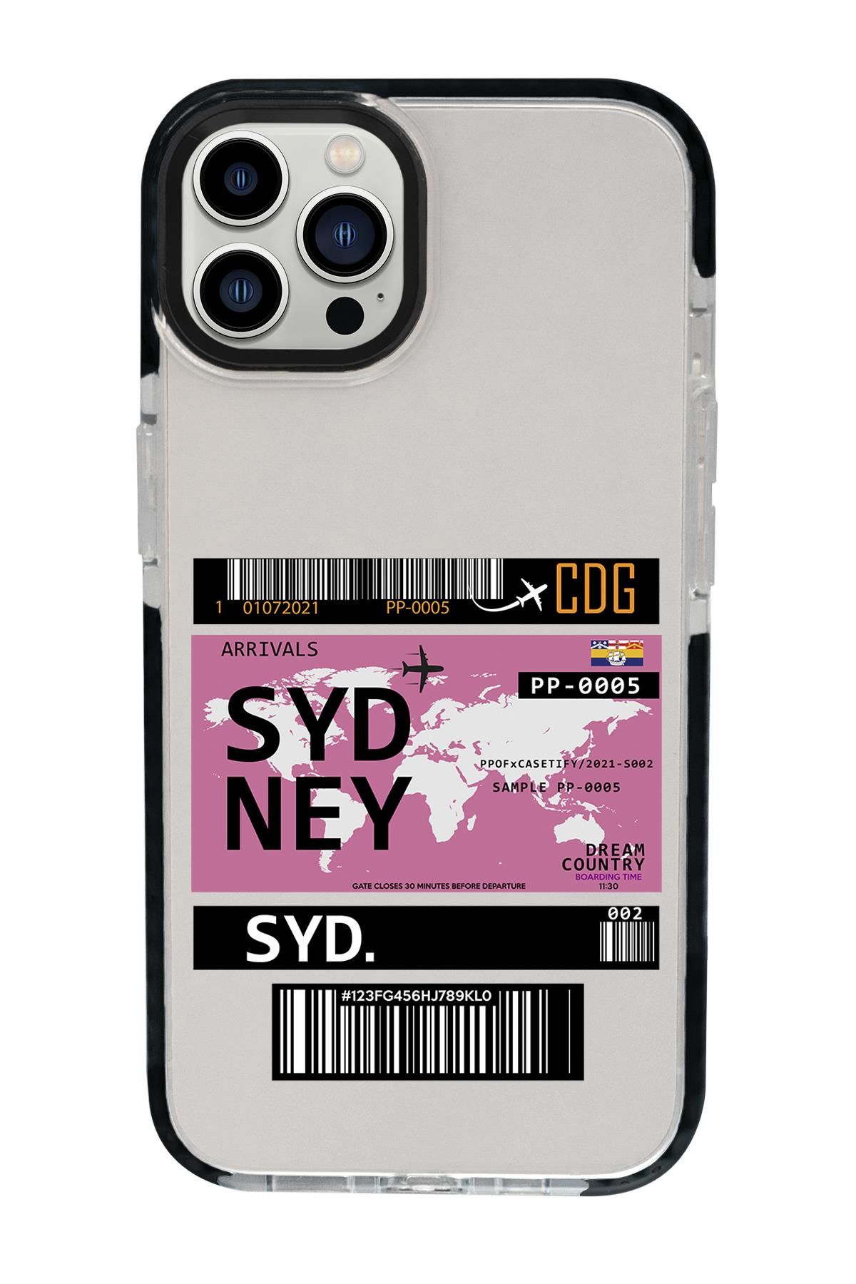 iPhone 15 Pro Uyumlu Sydney Ticket Desenli Candy Bumper Darbe Emci Silikonlu Telefon Kılıfı