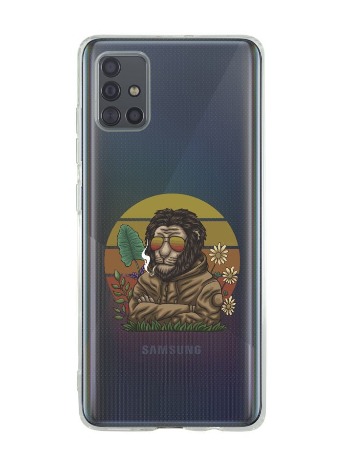 Samsung A71 Cool Lion Desenli Premium Şeffaf Silikon Kılıf