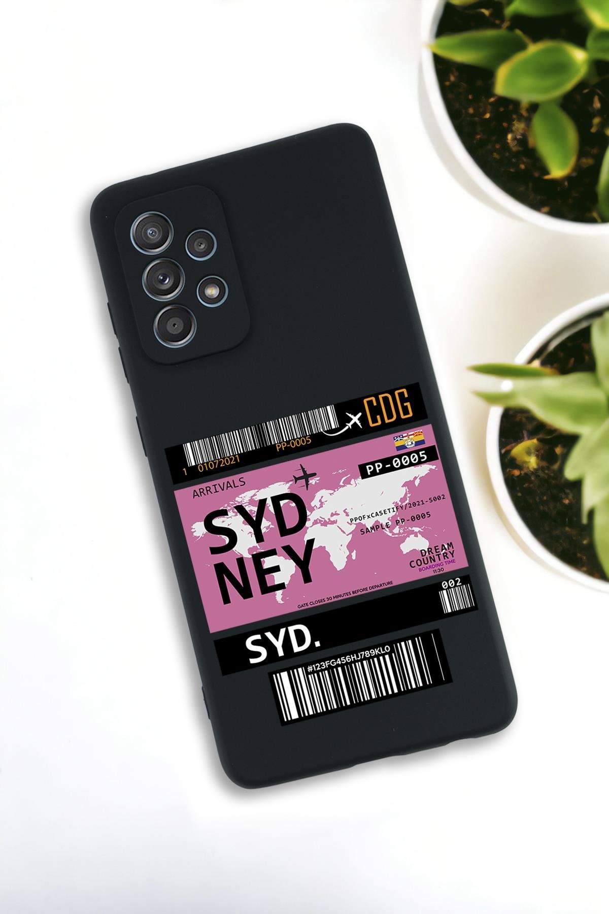 Samsung Galaxy A33 Uyumlu Sydney Ticket Desenli Premium Silikonlu Lansman Telefon Kılıfı