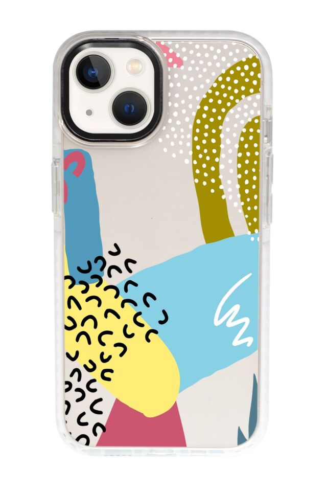iPhone 15 Uyumlu Colorful Pattern Desenli Candy Bumper Darbe Emci Silikonlu Telefon Kılıfı