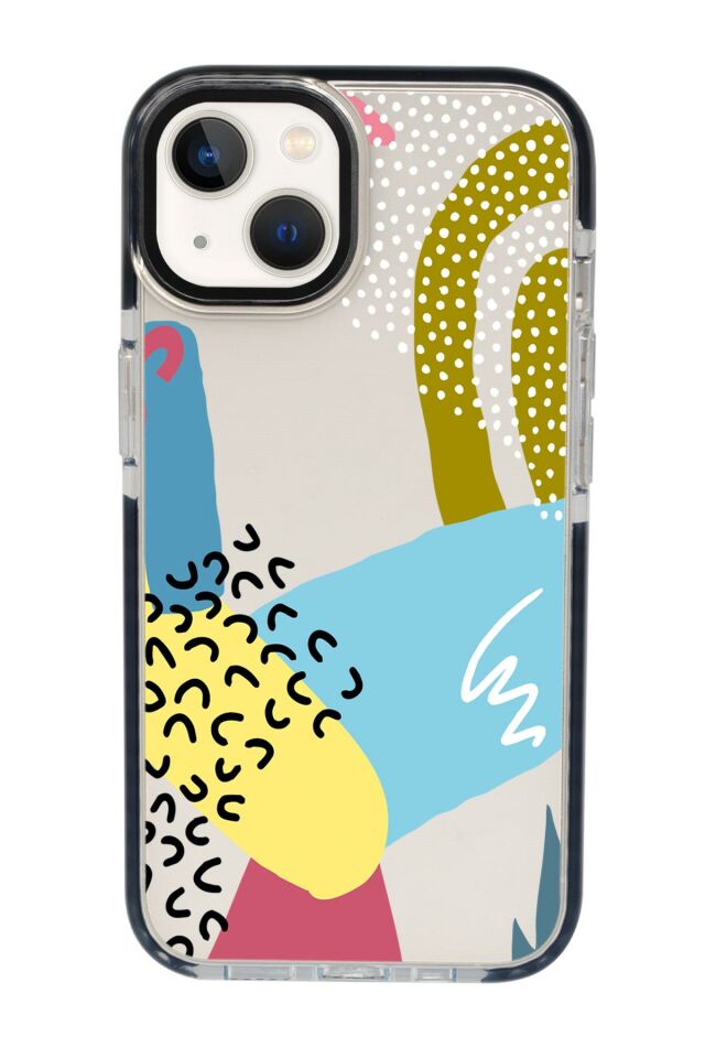 iPhone 15 Uyumlu Colorful Pattern Desenli Candy Bumper Darbe Emci Silikonlu Telefon Kılıfı
