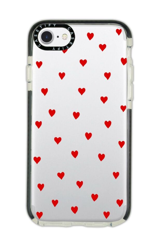 iPhone 7 Casetify Uyumlu Sevimli Kalpler Desenli Anti Shock Premium Silikonlu Siyah Kenar Detaylı Telefon Kılıfı