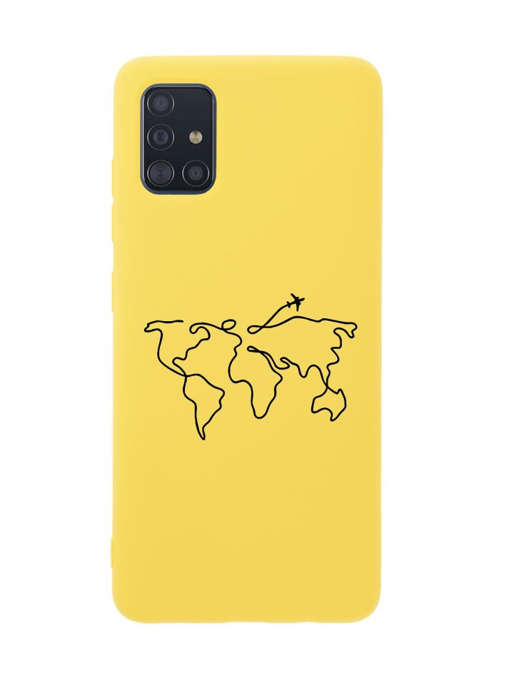 Samsung A51 Dünya Harita Rota Desenli Premium Silikonlu Telefon Kılıfı