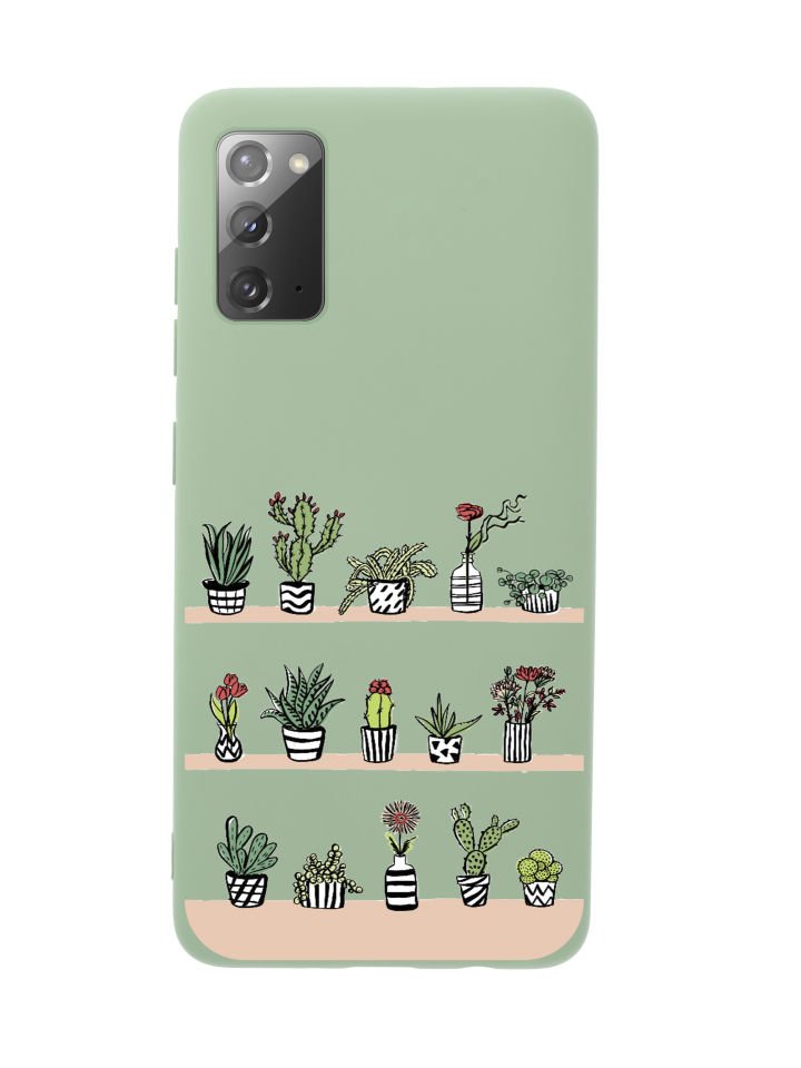 Samsung Note 20 Kaktüs Bahçesi Premium Silikonlu Telefon Kılıfı
