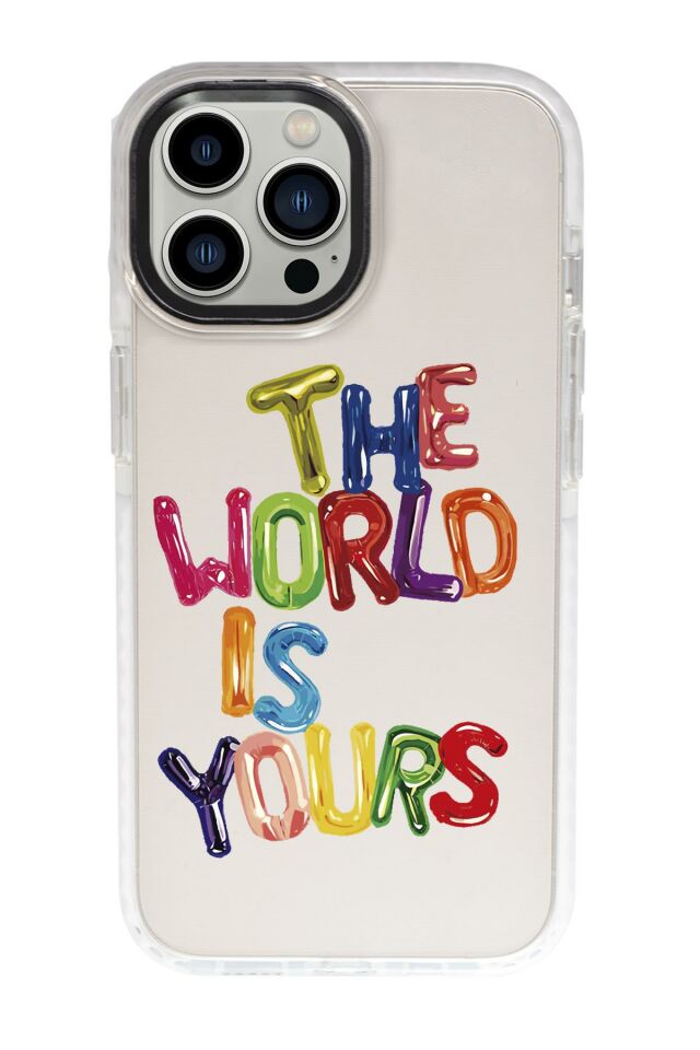 iPhone 15 Pro Max Uyumlu The World Desenli Candy Bumper Darbe Emci Silikonlu Telefon Kılıfı