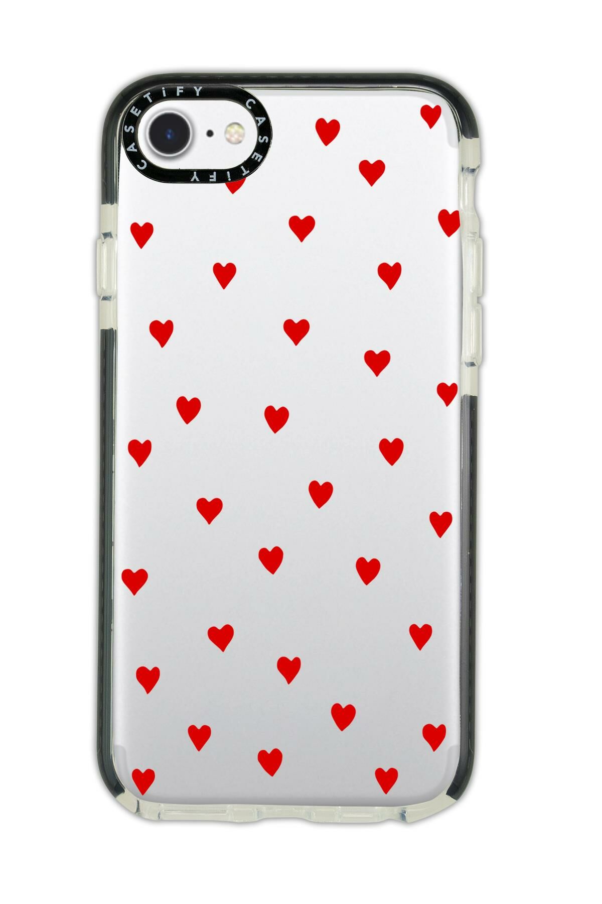 iPhone 8 Casetify Uyumlu Sevimli Kalpler Desenli Anti Shock Premium Silikonlu Siyah Kenar Detaylı Telefon Kılıfı