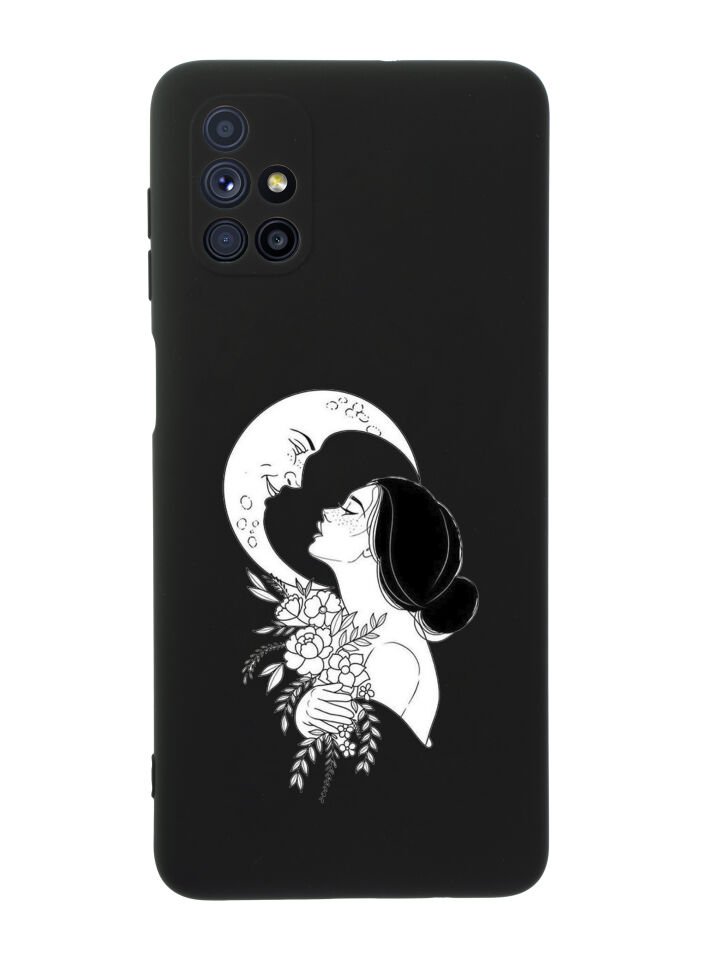 Samsung M51 Moon & Woman Desenli Premium Silikonlu Telefon Kılıfı