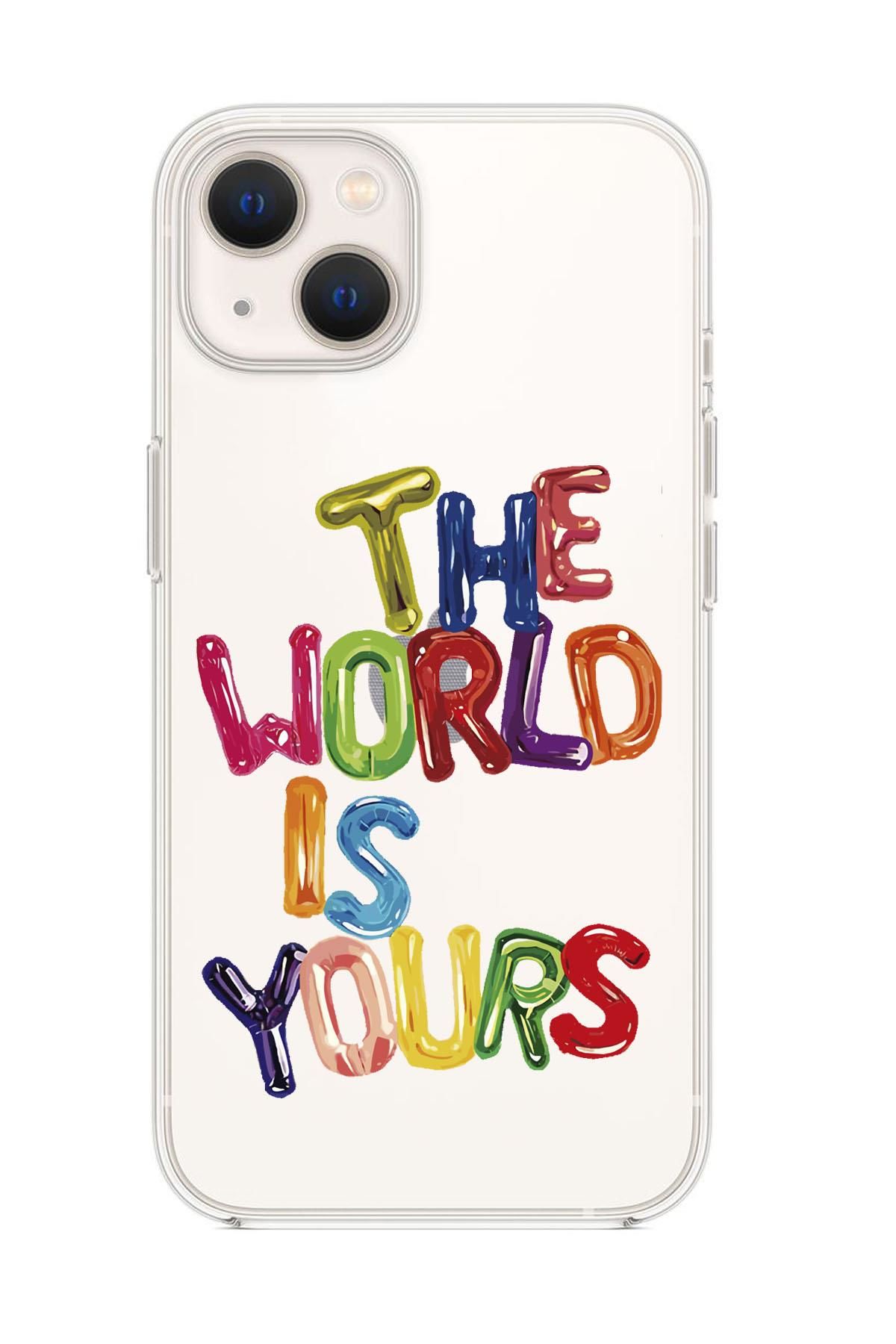 iPhone 13 The World Is Yours Premium Şeffaf Silikon Kılıf