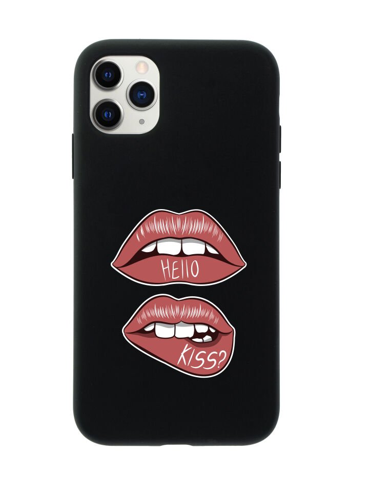 iPhone 11 Pro Max Hello Kiss Premium Lansman Silikonlu Kılıf