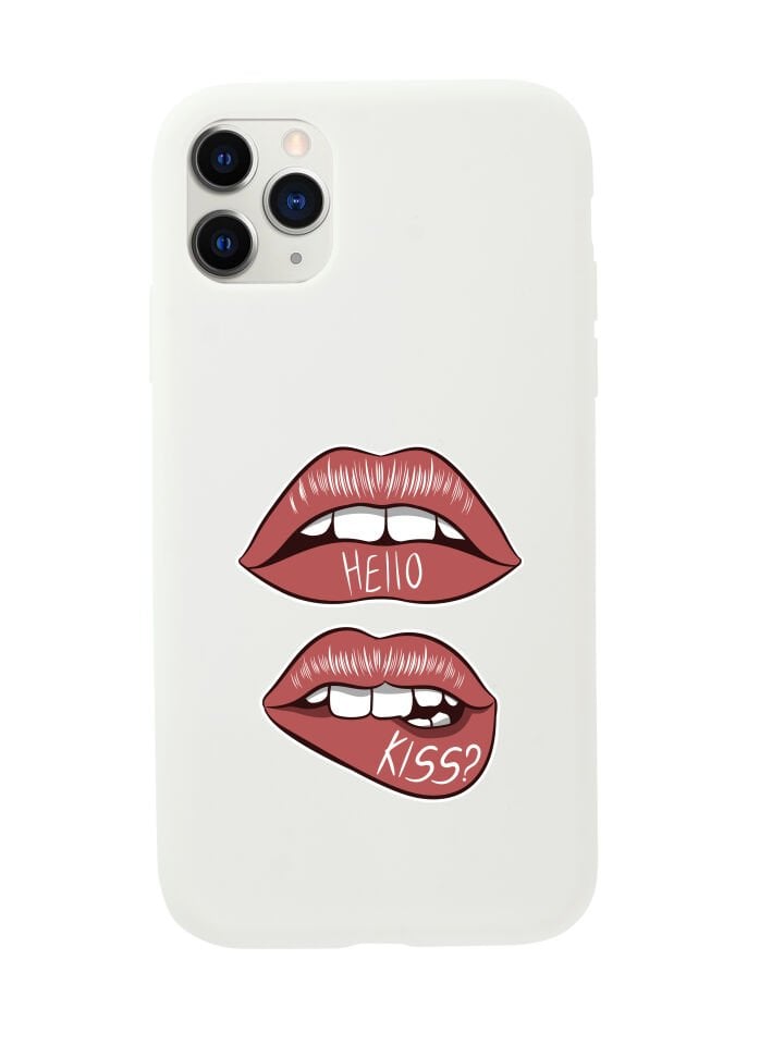 iPhone 11 Pro Max Hello Kiss Premium Lansman Silikonlu Kılıf