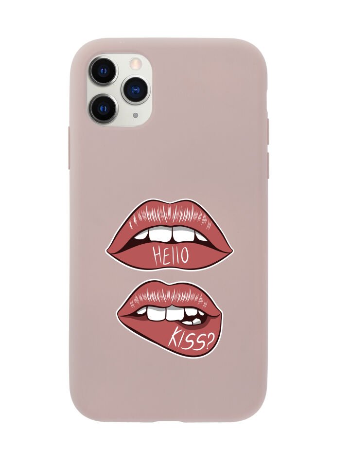 iPhone 11 Pro Max Hello Kiss Premium Lansman Silikonlu Kılıf