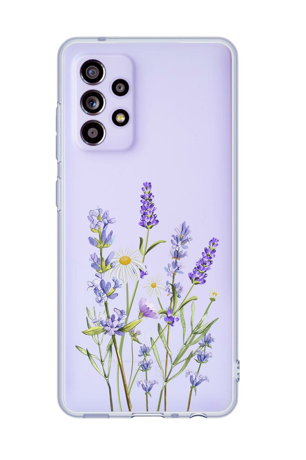 Galaxy A32 Uyumlu Lavender Desenli Premium Şeffaf Silikonlu Telefon Kılıfı