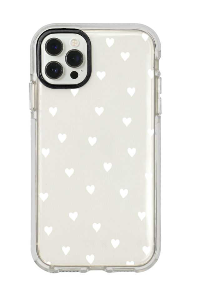 iPhone 12 Pro Uyumlu Beyaz Kalpler Candy Bumper Silikonlu Telefon Kılıfı