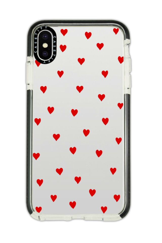 iPhone Xs Max Casetify Uyumlu Sevimli Kalpler Desenli Anti Shock Premium Silikonlu Siyah Kenar Detaylı Telefon Kılıfı