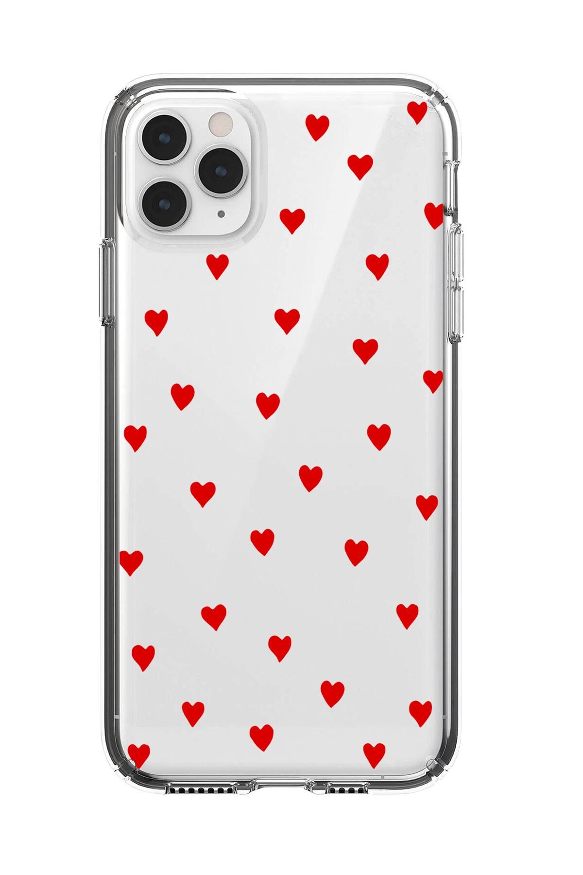 iPhone 11 Pro Max Uyumlu Sevimli Kalpler Premium Şeffaf Silikon Kılıf