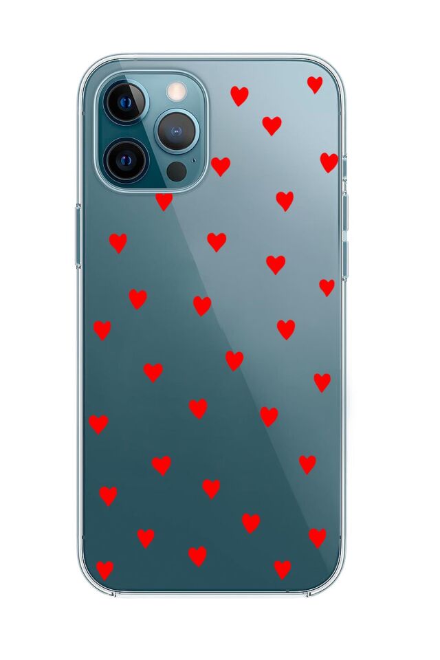 iPhone 12 Pro Max Uyumlu Sevimli Kalpler Premium Şeffaf Silikon Kılıf