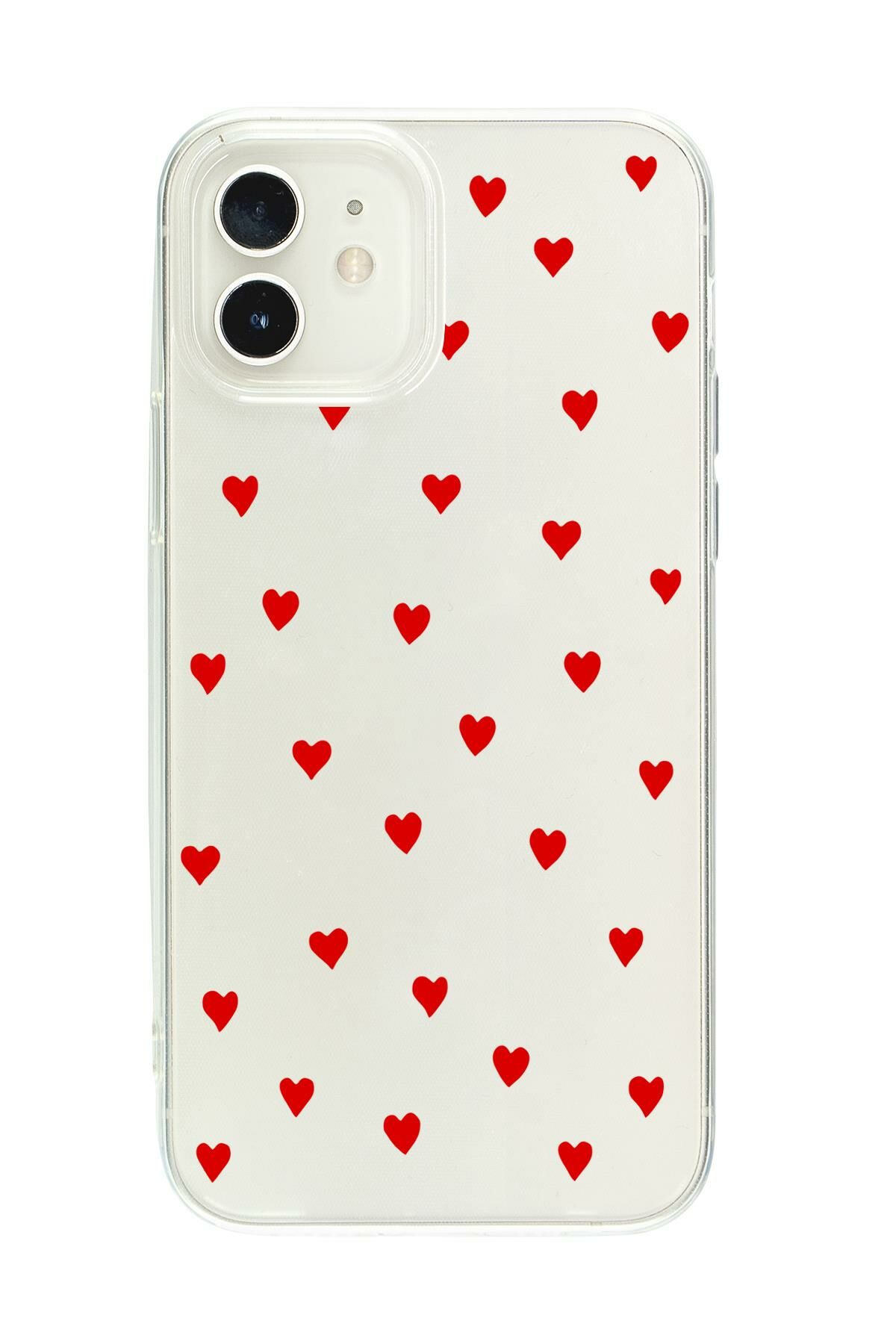 iPhone 12 Uyumlu Sevimli Kalpler Premium Şeffaf Silikon Kılıf